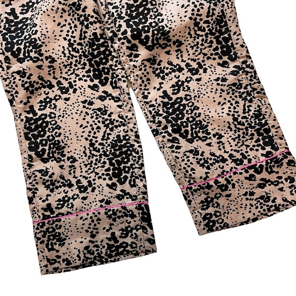 J. Crew AJ322 Leopard Print High Rise Peyton Wide Leg Cropped Pants 4 - Picture 4 of 5